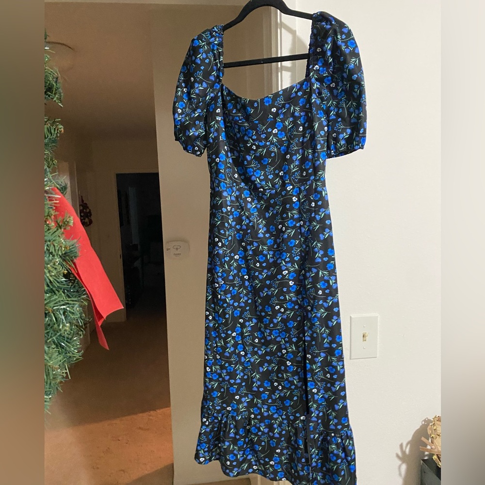Commense Blue Floral Midi Dress
